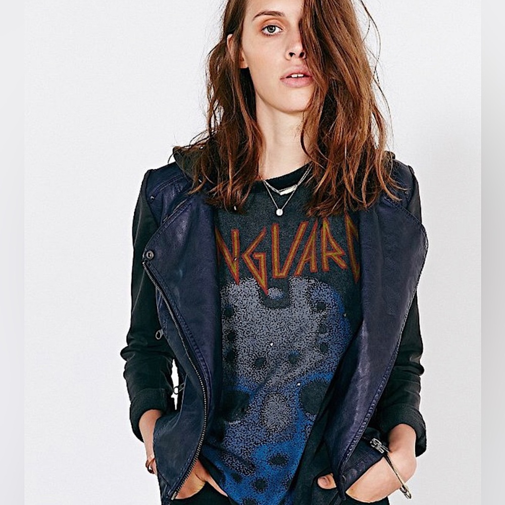 Urban Outfitters + Silence Noise: VEGAN LEATHER Fleece Moto Jacket | Siz…